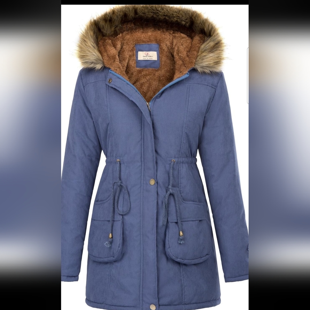 GRACE KARIN Women's Winter Coat Fleece Parka Anoraks Hooded Military Jacket